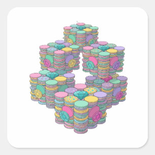 Square Silver COINS AND DIAMONDS Sticker Motif