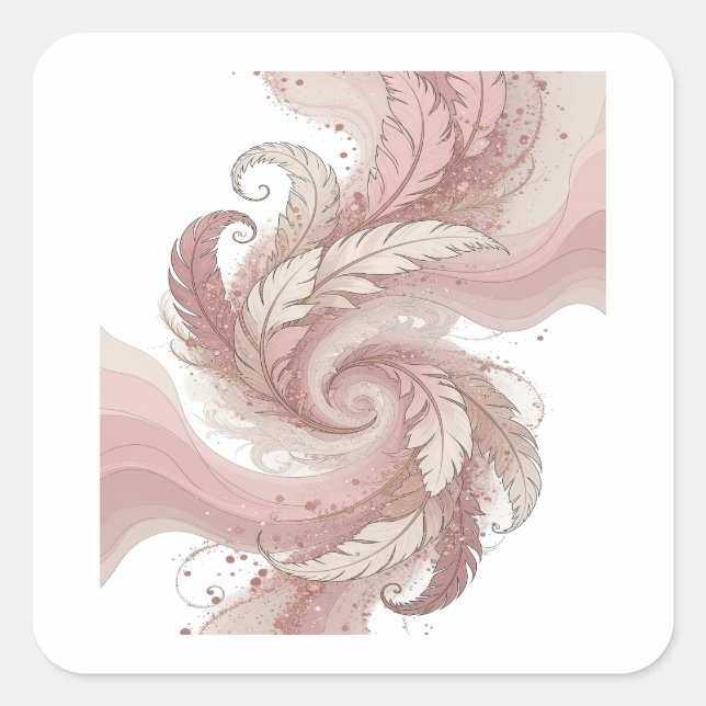Square Silver FEATHERS IN SMOKE Square Sticker (Front)
