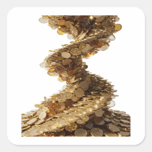 Square Silver GOLDEN COIN SPIRAL Sticker Art