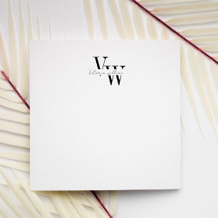 Square Simple Elegant Black and White Initials Card