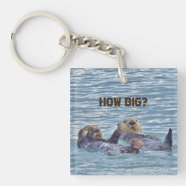 Square (single-sided) keychain with otters (Front)