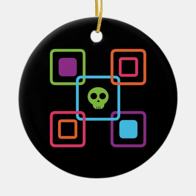 Square Skull Ceramic Ornament (Front)