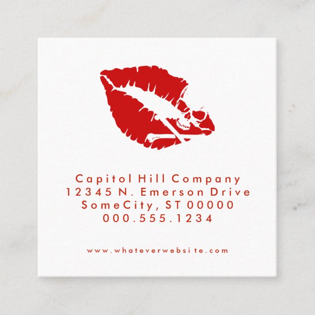 square skull kiss appointment reminder card (Front)