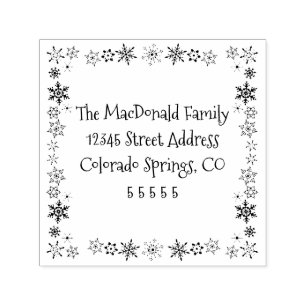 Square Snowflakes - Self-Inking Address Stamp