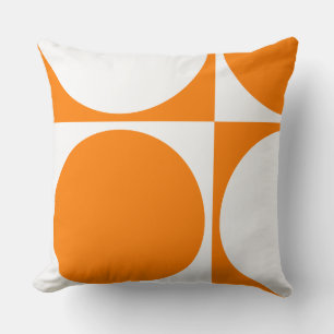 Square Sofa Cushion, Orange Squares&Circles Cushion