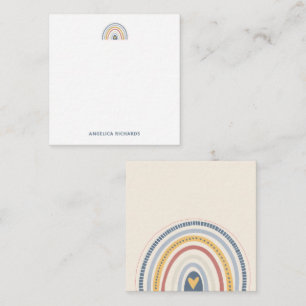 Square Soft Neutral Boho Rainbow Heart Card