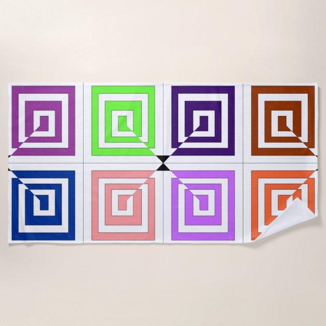 Square Spirals Beach Towel (Front)