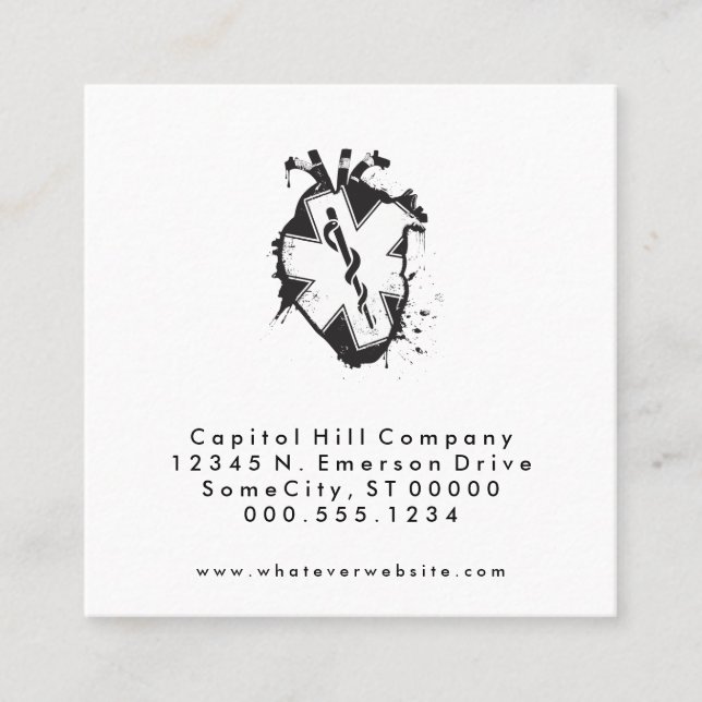 square star of life heart appointment reminder card (Front)