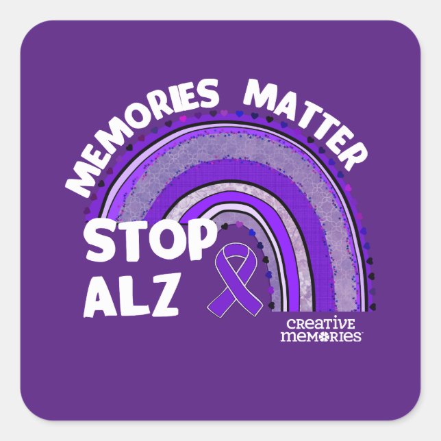 Square Sticker Alzheimer's Association Longest Day (Front)