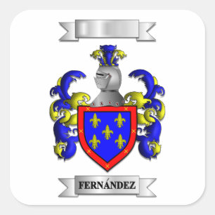 Square sticker Fernandez Surname And Shield