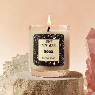 Square Sticker Festive Six 3-in Happy New Year