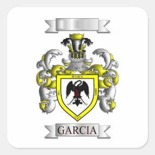Square Sticker Garcia Family Surname And Shield