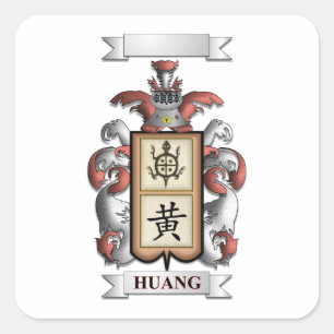 Square Sticker Huang Surname And Shield
