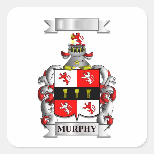 Square Sticker Murphy Surname And Shield (Front)