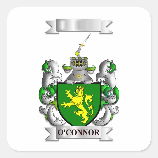 Square Sticker O'Connor Surname And Shield (Front)