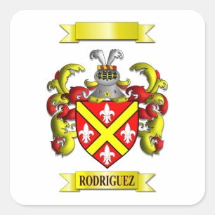 Square Sticker Rodriguez Family Surname And Shield