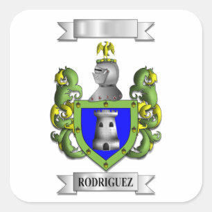 Square sticker Rodriguez Surname And Shield