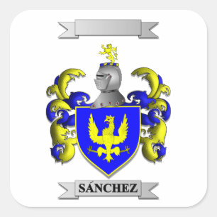 Square sticker Sanchez Surname And Shield