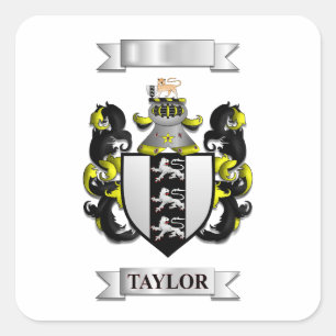 Square Sticker Taylor Family Surname And Shield