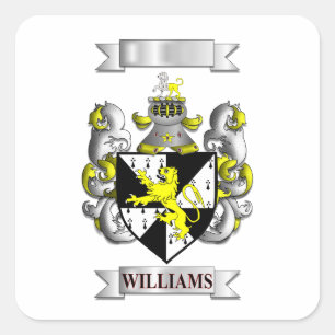 Square Sticker Williams Family Surname And Shield