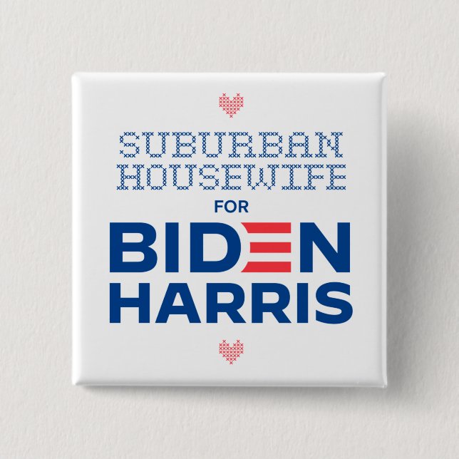 Square suburban housewife button (Front)