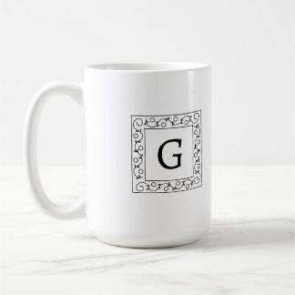 Square Swirly Vines Monogram Coffee Mug