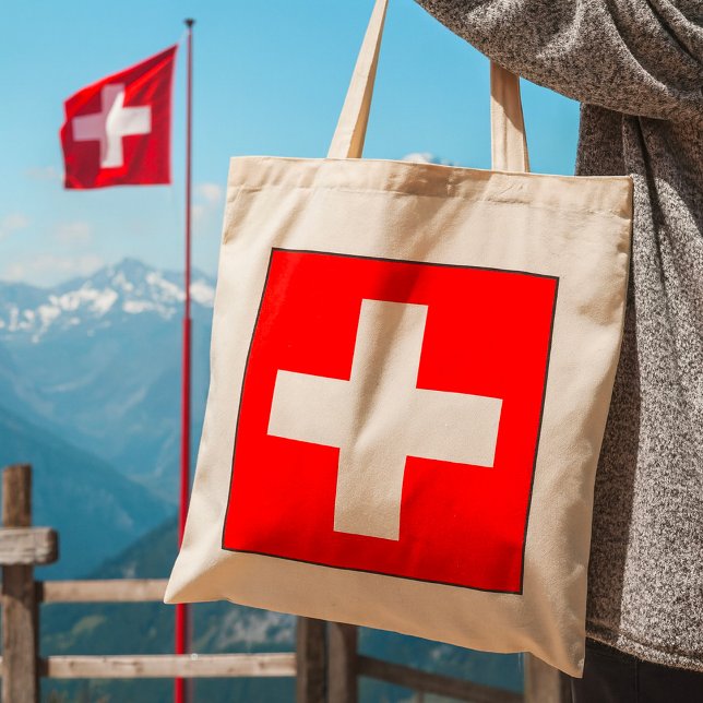 Square Swiss Flag Tote Bag (Creator Uploaded)