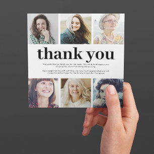 Square Sympathy 6 Photo Funeral Thank You Card