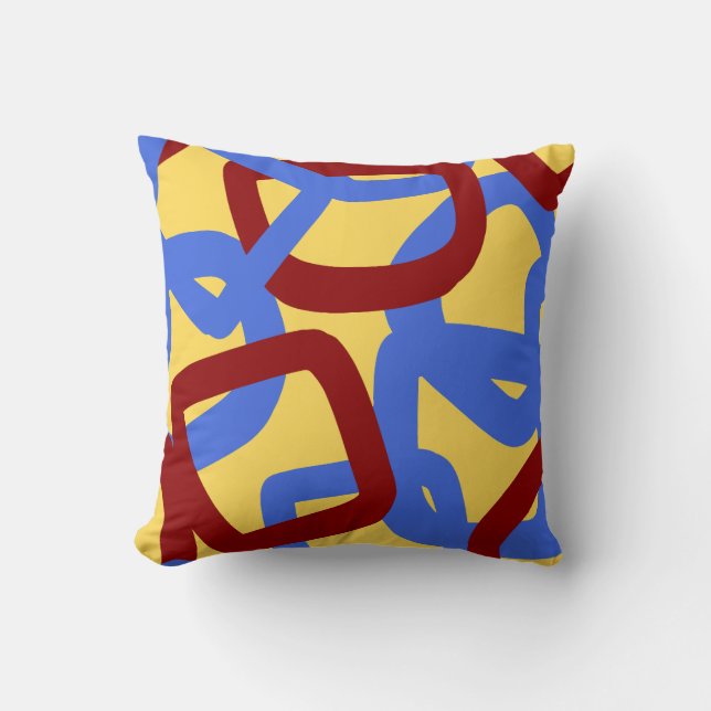 Square Tangle Blue Yellow Cushion (Front)