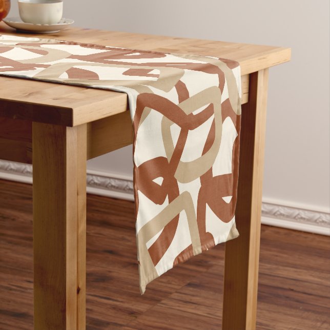 Square Tangle Burnt Sienna Cream Short Table Runner (In Situ)