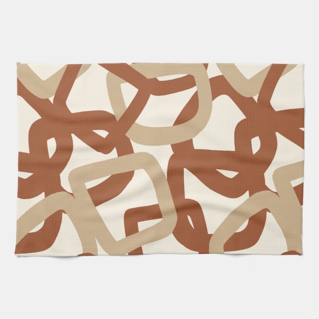 Square Tangle Burnt Sienna Cream Tea Towel (Horizontal)