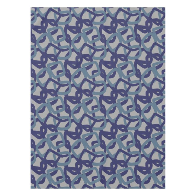 Square Tangle Deep Navy Steel Blue Tablecloth (Front)
