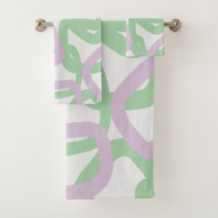 Square Tangle Mint Green Soft Lavender Bath Towel Set