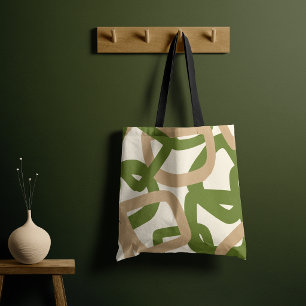 Square Tangle Olive Green Tote Bag