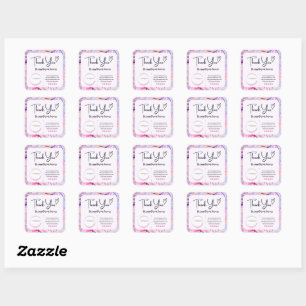 Square Thank You Business Stickers Rainbow Swirls