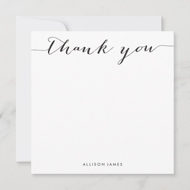 Square Thank You flat note cards - grooved paper (Front)