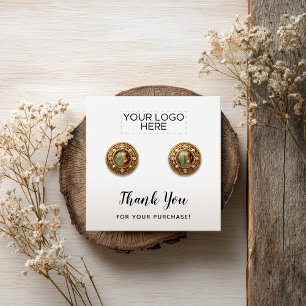 Square Thank You White Simple Earring Display Card