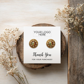 Square Thank You White Simple Earring Display Card