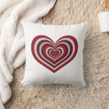 Square Throw Pillow With Retro Red Heart
