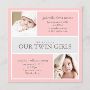 Square Twins Collage   Birth Announcement