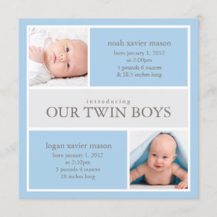 Square Twins Collage   Birth Announcement