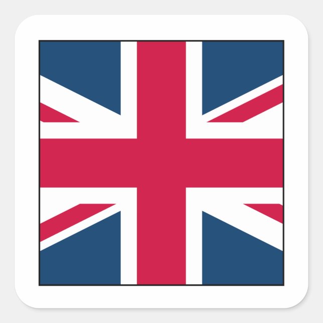 Square Union Jack Sticker with White Border (Front)