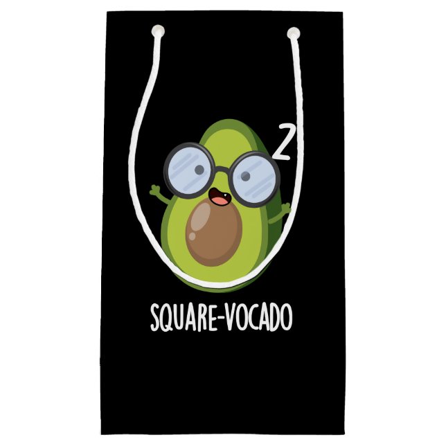 Square-vocado Funny Avocado Pun Dark BG Small Gift Bag (Front)