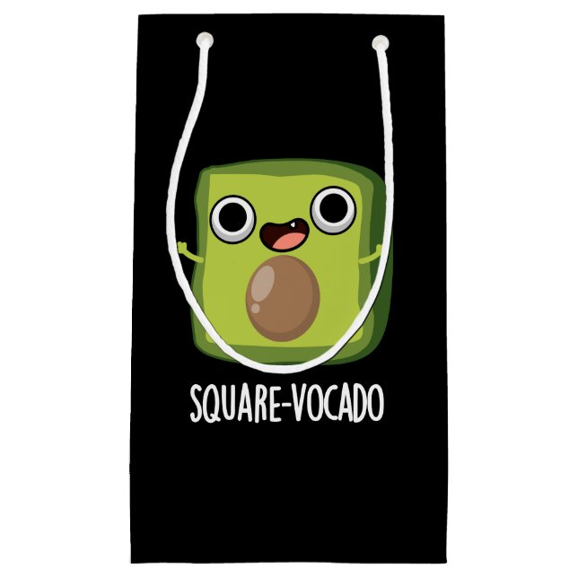 Square-vocado Funny Avocado Puns Dark BG Small Gift Bag (Front)