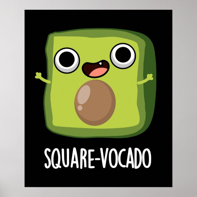 Square-vocado Funny Cube Avocado Pun Dark BG Poster (Front)