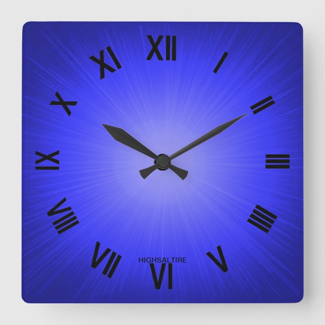 Square Wall Clock blue by highsaltire (Front)