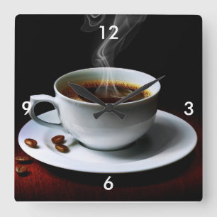 Square Wall Clock/Coffee and Coffee Beans Square Wall Clock