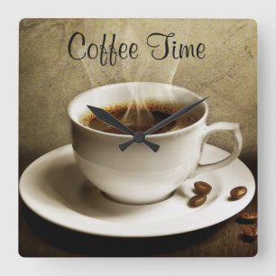Square Wall Clock/Coffee Time Square Wall Clock