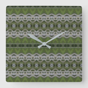Square Wall Clock in a MIx of Grey and Greens