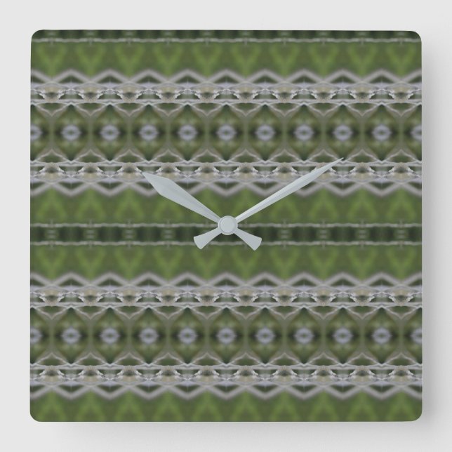 Square Wall Clock in a MIx of Grey and Greens (Front)